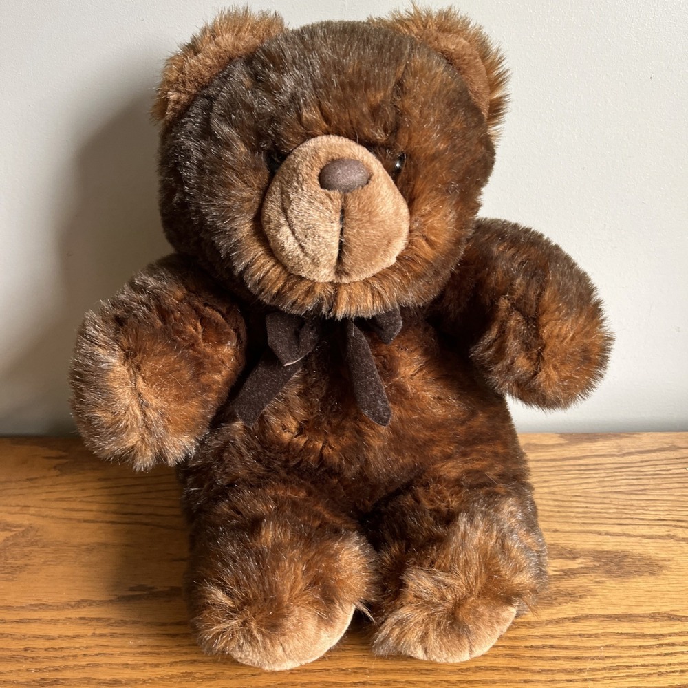 Vintage 90s Happiness Always Brown Bear Stuffed Animal  Stuffy Plush Toy 12 inch